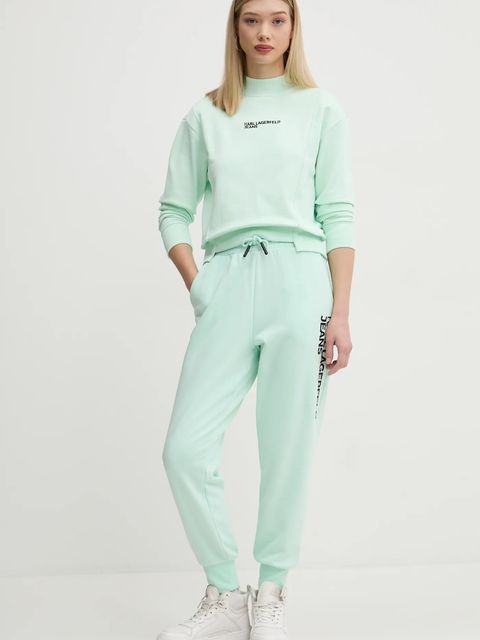 Karl Lagerfeld Jeans spodnie dresowe kolor zielony z nadrukiem A1W10058