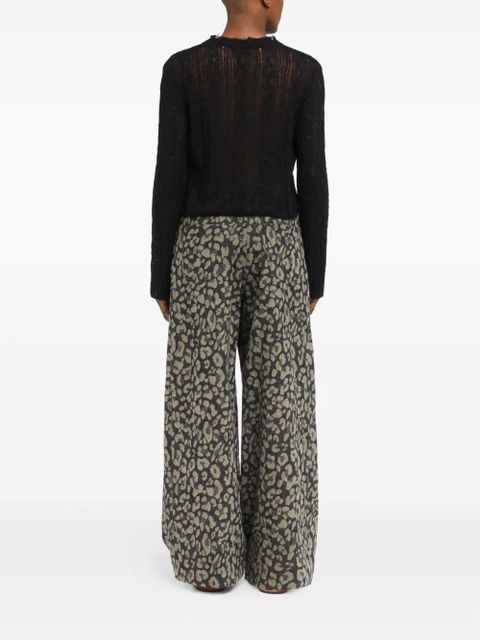 Alanui V-neck frayed-edge sweater - Black