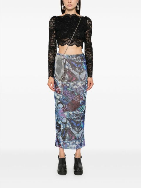 Rabanne floral-lace cropped top - Black - zdjęcie produktu nr 2