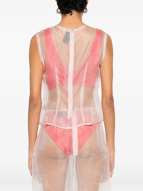 Simone Rocha sheer frayed contour top - Neutrals