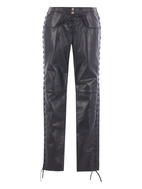 ISABEL MARANT lace-up leather straight trousers - Black - zdjęcie produktu nr 1
