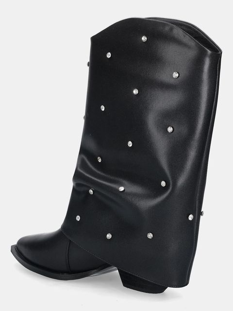 GOE kozaki skórzane damskie kolor czarny na słupku SS2N4217 BLACK