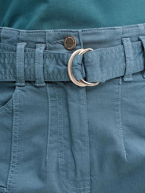 Morgan szorty damskie kolor turkusowy gładkie high waist SHITITO