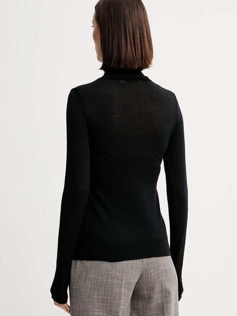 Simona Corsellini sweter wełniany damski kolor czarny lekki z golfem A25CPMGE0201 - zdjęcie produktu nr 2