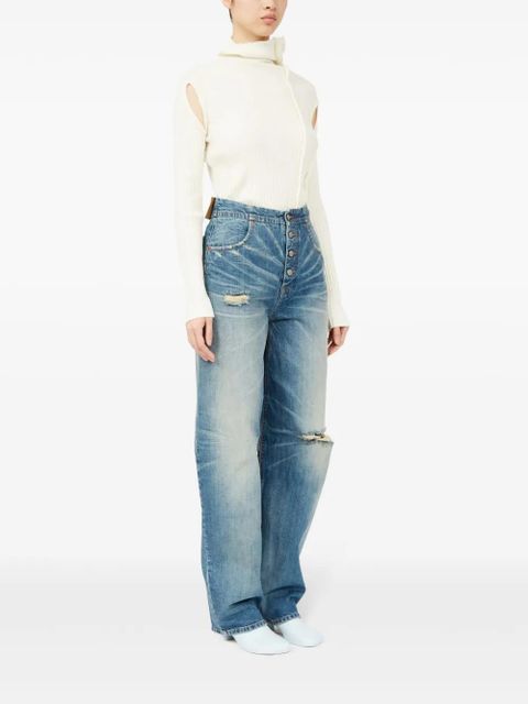 MM6 Maison Margiela distressed straight jeans - Blue - zdjęcie produktu nr 2