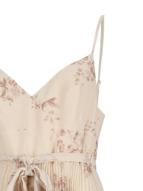 ZIMMERMANN Sunray pleated floral midi dress - Neutrals