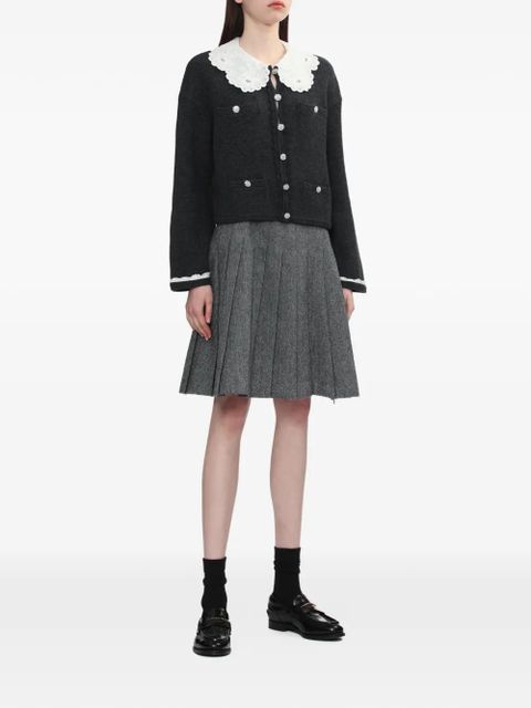 Self-Portrait pleated belted midi skirt - Grey - zdjęcie produktu nr 2