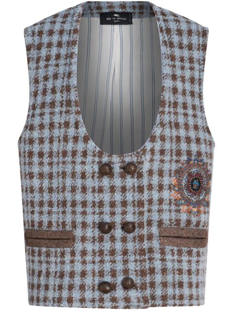 ETRO houndstooth embroidered gilet - Blue - zdjęcie produktu nr 1