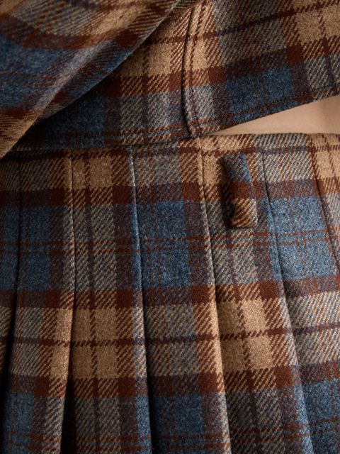 Prada checked wool mini skirt - Brown