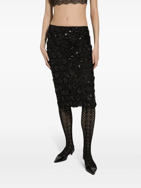 Dolce & Gabbana sequin-embellished skirt - Black