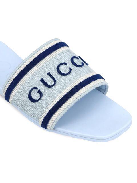 Gucci logo-stripe sandals - Blue