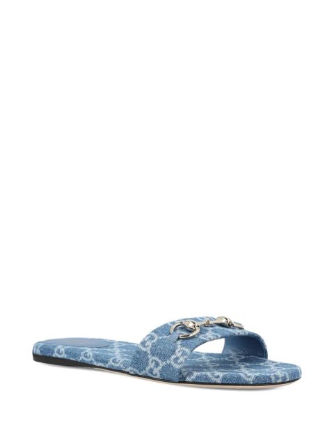 Gucci Horsebit GG-pattern flat sandals - Blue - zdjęcie produktu nr 2