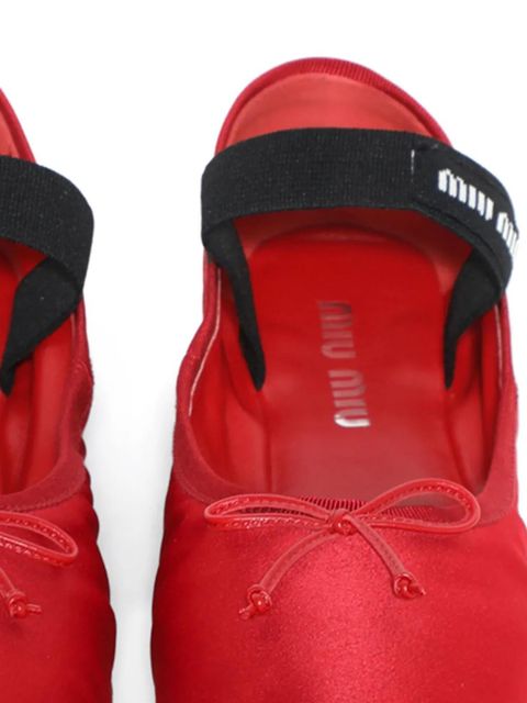 Miu Miu logo-appliqué ballerina shoes - Red - zdjęcie produktu nr 2
