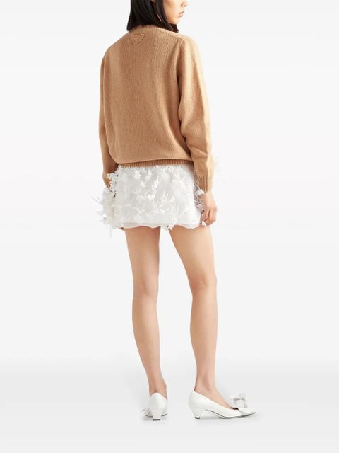 Prada embroidered organza miniskirt - White