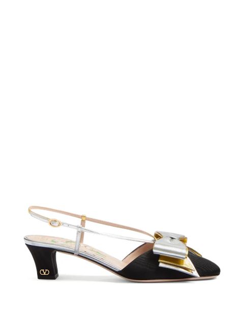 Valentino Garavani Bowow slingback pumps in moirè-fabric 45mm - Black - zdjęcie produktu nr 1
