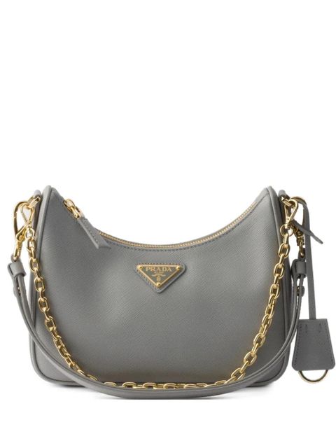 Prada mini Re-Edition leather shoulder bag - Grey - zdjęcie produktu nr 1