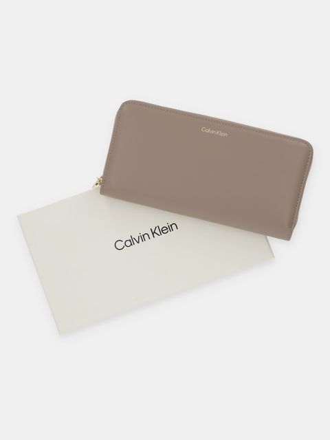 Calvin Klein portfel skórzany damski kolor beżowy LV04F1093G