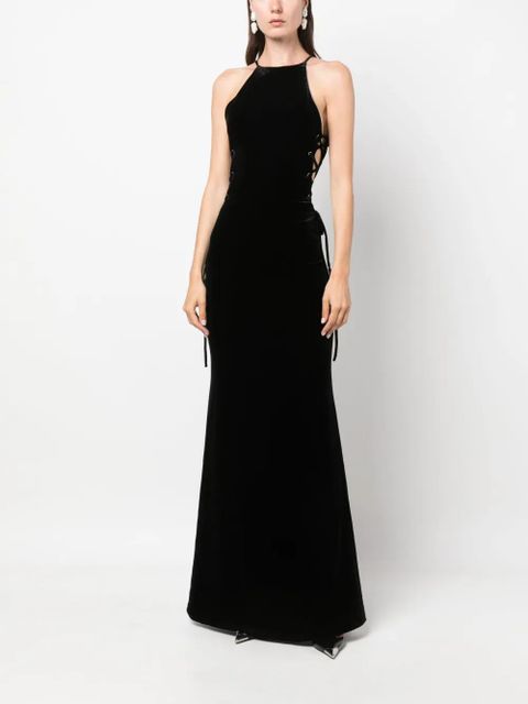 Alessandra Rich lattice lace-up gown - Black - zdjęcie produktu nr 2
