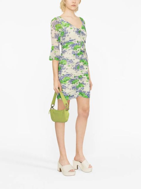 GANNI floral-print ruched minidress - Neutrals - zdjęcie produktu nr 2