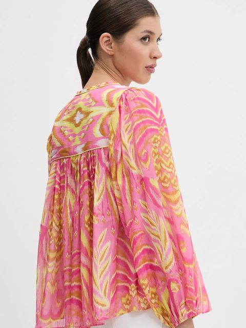 Farm Rio bluzka bawełniana damska kolor różowy wzorzysta 336600