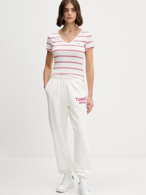 Tommy Jeans t-shirt damski kolor beżowy DW0DW17385 - zdjęcie produktu nr 2