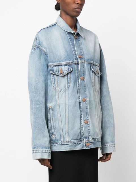 Balenciaga oversized logo-print denim jacket - Blue