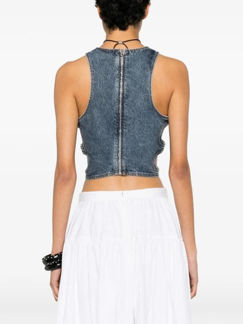 Chloé cut-out acid-wash top - Blue