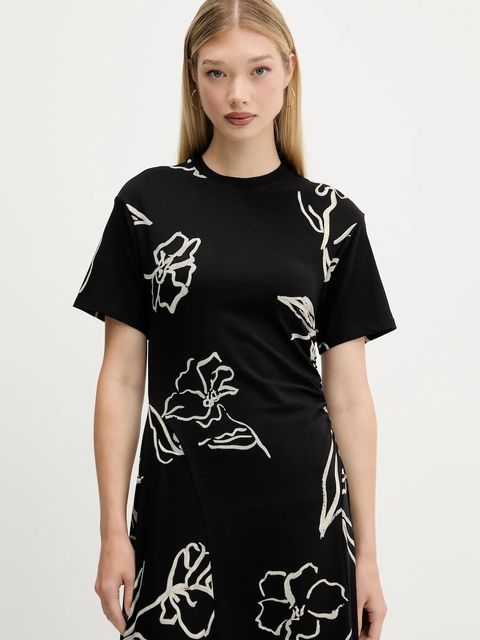 Desigual sukienka CALMA kolor czarny midi rozkloszowana 25WWVK44