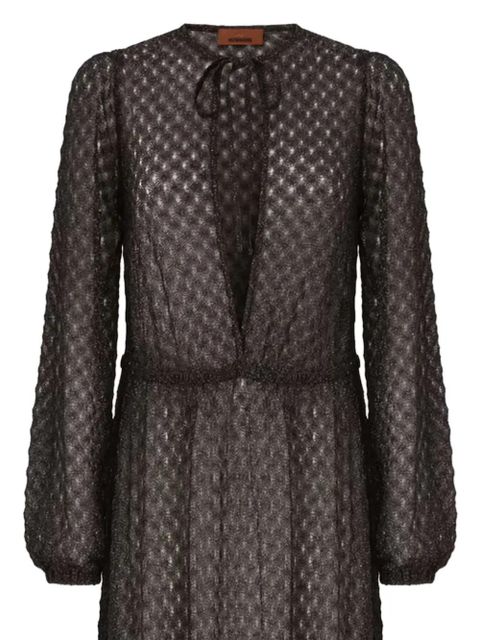 Missoni tie-neck long-sleeved maxi beach dress - Brown - zdjęcie produktu nr 2