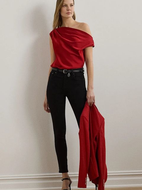 Lauren Ralph Lauren bluzka damska kolor czerwony gładka 200951231 - zdjęcie produktu nr 2