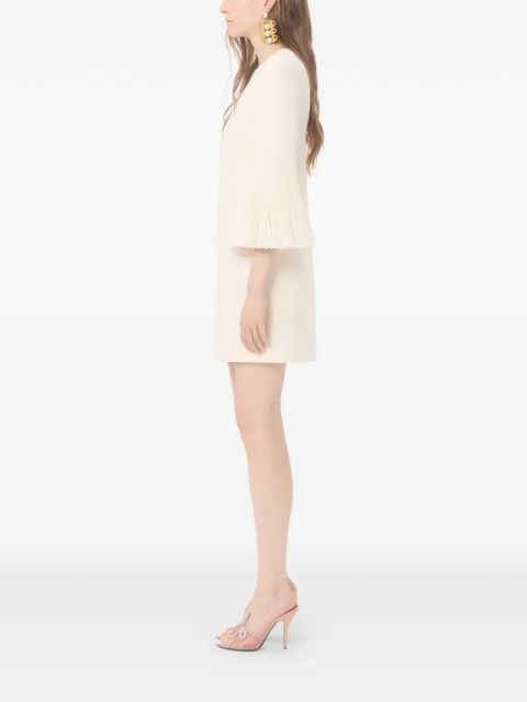 Valentino Garavani embroidered crepe couture short dress - Neutrals