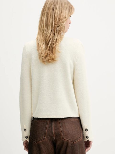 Gestuz kardigan z dodatkiem wełny damski kolor beżowy 10910746