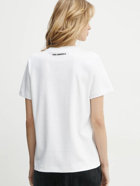 Karl Lagerfeld t-shirt bawełniany damski kolor biały A1W17115