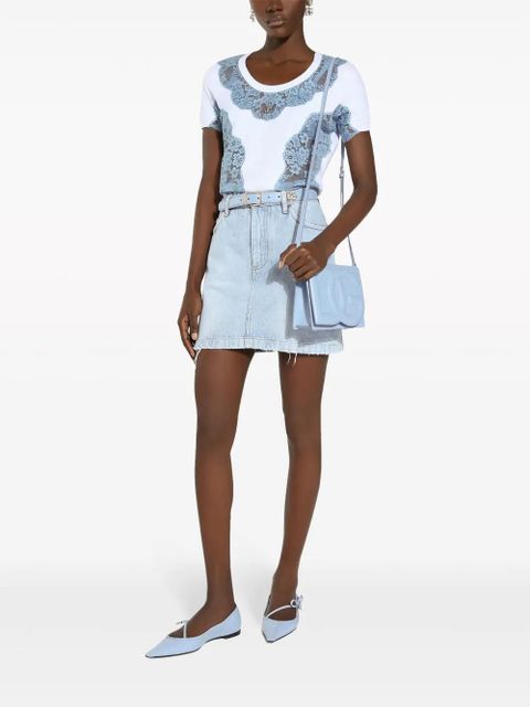 Dolce & Gabbana logo-plaque denim skirt - Blue