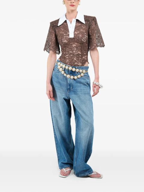 Rowen Rose lace short-sleeves polo shirt - Brown - zdjęcie produktu nr 2