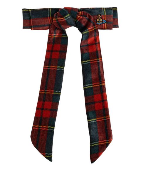 Vivienne Westwood tartan orb-detail hair accessory - Red - zdjęcie produktu nr 2