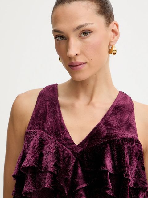 Twinset sukienka z dodatkiem jedwabiu kolor fioletowy 252TS2321