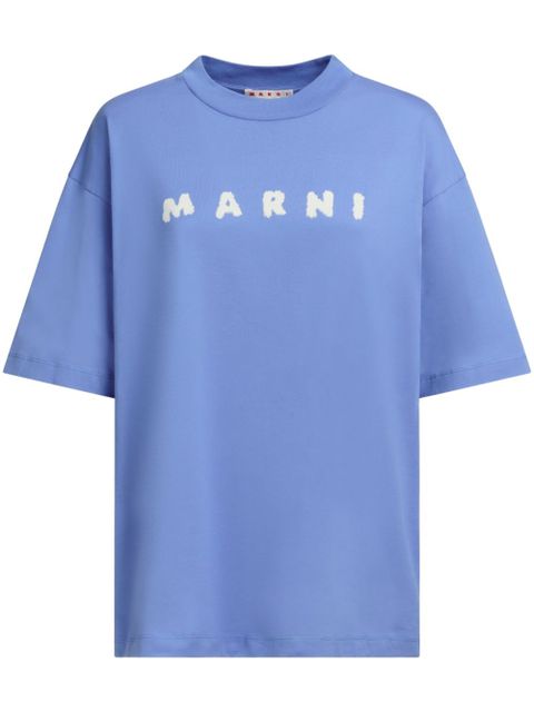 Marni logo-print cotton T-shirt - Blue - zdjęcie produktu nr 1