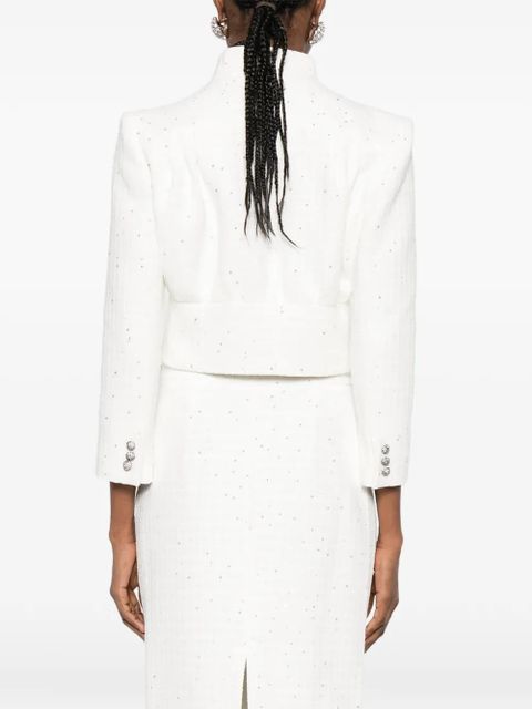 Alessandra Rich embellished-button cropped jacket - White