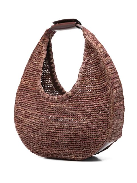 STAUD large moon raffia shoulder bag - Brown