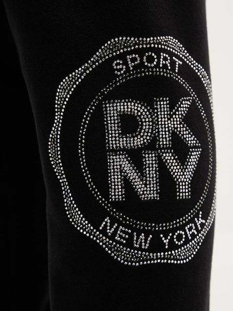 Dkny spodnie dresowe damskie kolor czarny z aplikacją DP5P3667