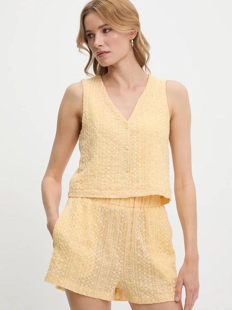 Answear.LAB kamizelka i szorty damski kolor żółty