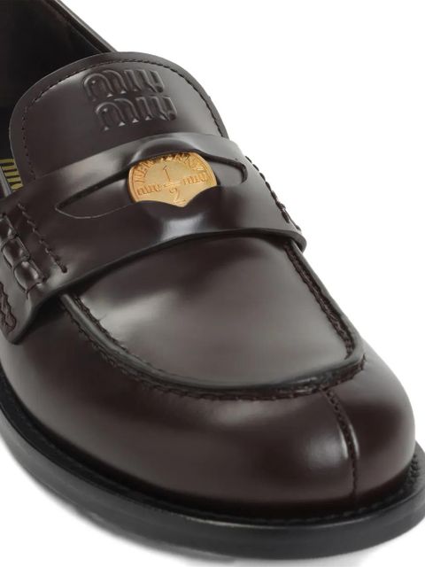 Miu Miu leather penny loafers - Brown