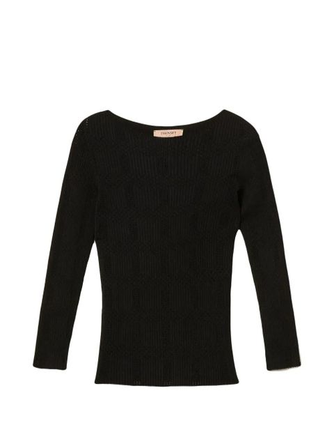TWINSET ribbed long-sleeve knitted T-shirt - Black - zdjęcie produktu nr 1