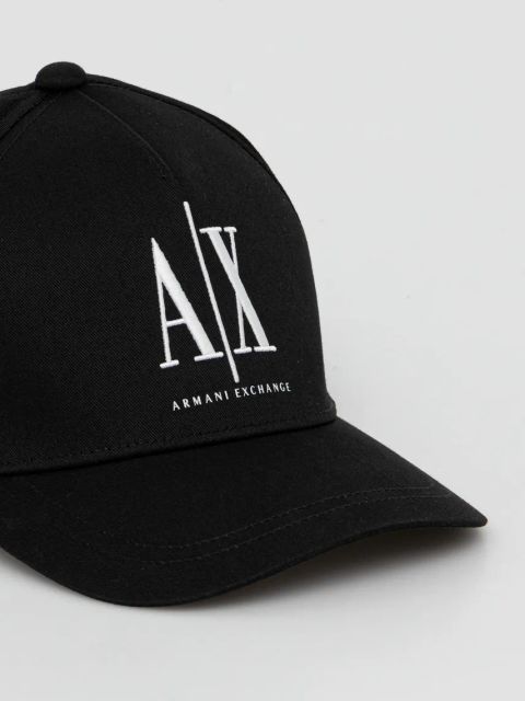Armani Exchange czapka z daszkiem bawełniana kolor czarny z nadrukiem XW001179 AF14711