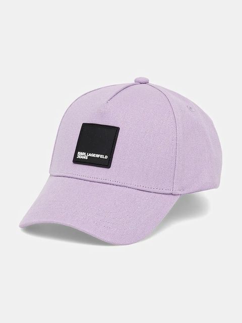 Karl Lagerfeld Jeans czapka z daszkiem bawełniana kolor fioletowy z nadrukiem A1W33002 - zdjęcie produktu nr 1