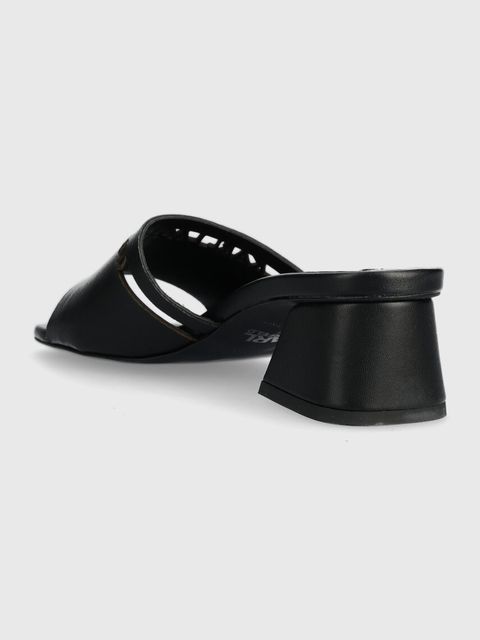 Karl Lagerfeld klapki skórzane PLAZA damskie kolor czarny na słupku KL32405