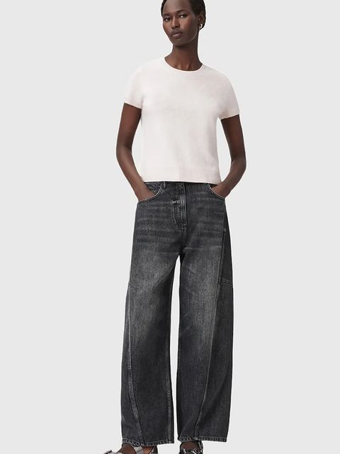 AllSaints t-shirt kaszmirowy REBEL TEE kolor różowy W118KB