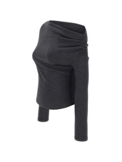 STAUD Philomena draped off-the-shoulder sweater - Grey