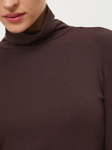 Medicine longsleeve z wełną kolor brązowy z golfem